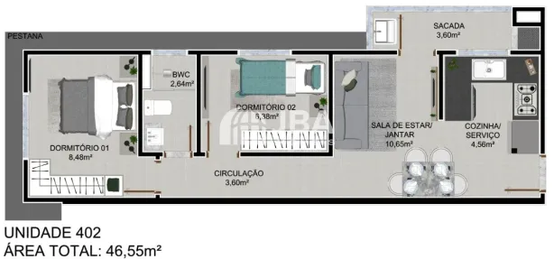 Apartamento com 2 Quartos à venda, 47m² no Afonso Pena, São José dos Pinhais