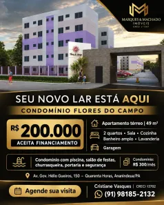 Apartamento com 2 Quartos à venda, 49m² no Quarenta Horas (Coqueiro), Ananindeua