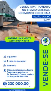 Apartamento com 2 Quartos à venda, 52m² no Coophema, Cuiabá