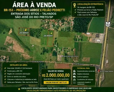 Lote/Terreno à venda, 28000m² no São Benedito da Capelinha (Zona Rural), São José do Rio Preto