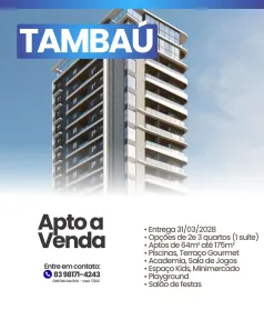 Apartamento com 3 Quartos à venda, 64m² no Tambaú, João Pessoa