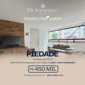Apartamento com 3 Quartos à venda, 95m² no Piedade, Jaboatão dos Guararapes