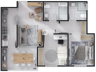 Apartamento com 3 Quartos à venda, 75m² no Buru, Salto