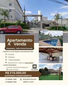 Apartamento com 2 Quartos à venda, 52m² no Serra Dourada, Vespasiano
