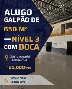 Galpão/Depósito/Armazém para alugar, 650m² no Distrito Industrial I, Manaus