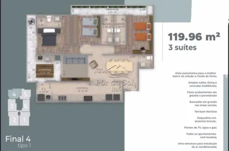 Apartamento com 4 Quartos à venda, 228m² no Canto do Forte, Praia Grande