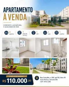 Apartamento com 2 Quartos para alugar, 41m² no Areia Branca, Salvador