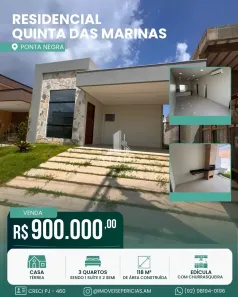 Casa de Condomínio com 3 Quartos à venda, 118m² no Ponta Negra, Manaus