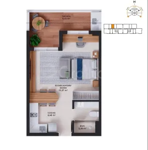 Apartamento com 1 Quarto à venda, 42m² no Pedra Branca, Palhoça