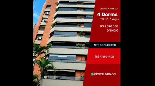 Apartamento com 4 Quartos à venda, 192m² no Vila Madalena, São Paulo