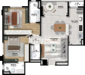Apartamento com 2 Quartos à venda, 73m² no Setor Marista, Goiânia