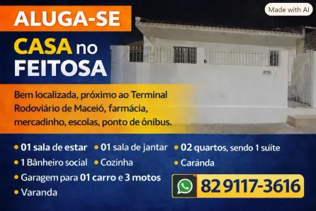 Casa com 2 Quartos para alugar, 120m² no Feitosa, Maceió