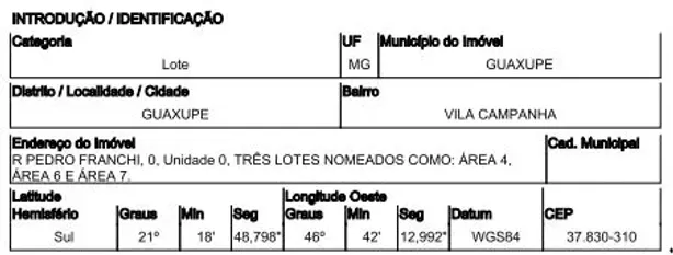 Lote/Terreno à venda, 1043m² no Vila Campanha, Guaxupé