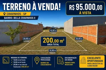 Lote/Terreno à venda, 200m² no Bella Cravinhos II, Cravinhos