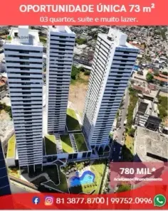 Apartamento com 3 Quartos à venda, 73m² no Santo Amaro, Recife