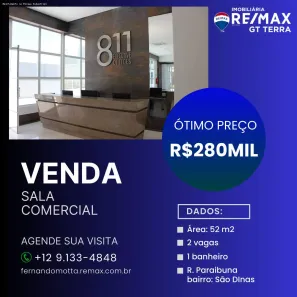 Sala Comercial à venda, 52m² no Jardim São Dimas, São José dos Campos