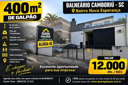 Galpão/Depósito/Armazém para alugar, 400m² no Nova Esperança, Balneário Camboriú