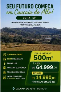 Lote/Terreno à venda, 500m² no Recreio Topázio (Caucaia do Alto), Cotia