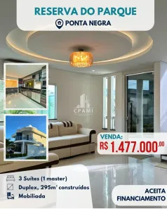 Sobrado com 3 Quartos à venda, 295m² no Ponta Negra, Manaus