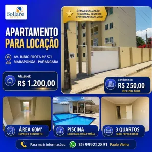 Apartamento com 3 Quartos para alugar, 60m² no Parangaba, Fortaleza
