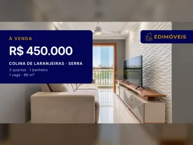 Apartamento com 3 Quartos à venda, 66m² no Colina de Laranjeiras, Serra