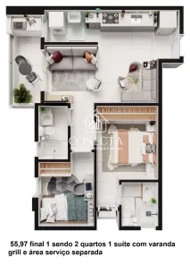 Apartamento com 2 Quartos à venda, 52m² no Segismundo Pereira, Uberlândia