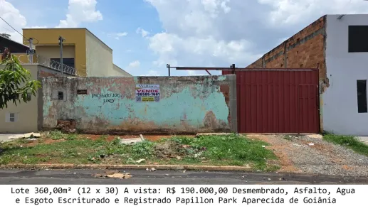 Lote/Terreno à venda, 360m² no Papillon Park, Aparecida de Goiânia