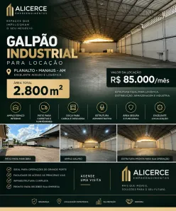 Galpão/Depósito/Armazém para alugar, 2800m² no Planalto, Manaus