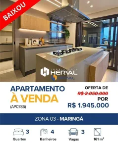 Apartamento com 3 Quartos à venda, 161m² no Zona 03, Maringá