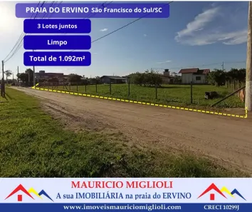 Lote/Terreno à venda, 1092m² no Praia do Ervino, São Francisco do Sul