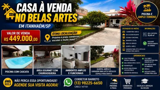 Casa com 1 Quarto à venda, 78m² no Belas Artes, Itanhaém