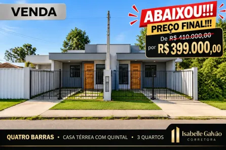 Casa com 3 Quartos à venda, 76m² no Santa Luzia, Quatro Barras