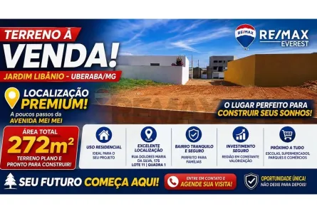 Lote/Terreno à venda, 272m² no Jardim Libânio, Uberaba