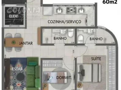 Apartamento com 2 Quartos à venda, 60m² no Vila Guiomar, Santo André