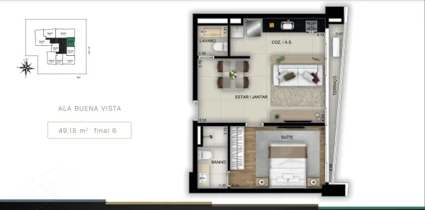 Flat com 1 Quarto à venda, 49m² no Setor Bueno, Goiânia