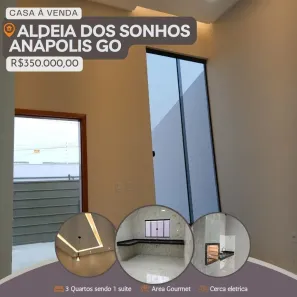 Casa com 3 Quartos à venda, 127m² no Residencial Aldeia dos Sonhos, Anápolis