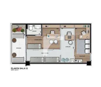 Sala Comercial para alugar, 56m² no Centro, Londrina