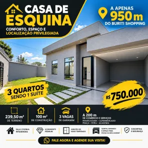 Casa com 3 Quartos à venda, 100m² no Vila Mariana, Aparecida de Goiânia