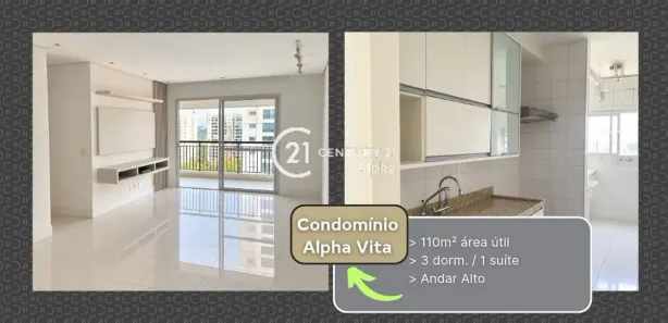 Apartamento com 3 Quartos para alugar, 110m² no Alphaville, Santana de Parnaíba