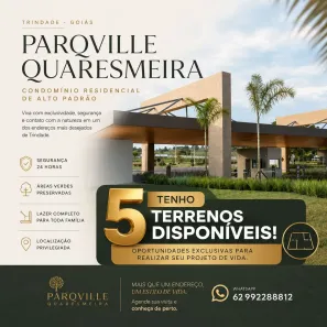 Lote/Terreno à venda, 275m² no Parqville Quaresmeira, Trindade