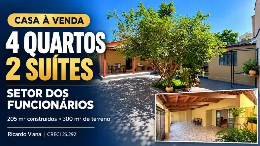 Casa com 4 Quartos à venda, 205m² no Setor dos Funcionários, Goiânia