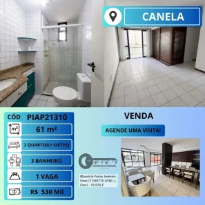 Apartamento com 2 Quartos à venda, 61m² no Canela, Salvador