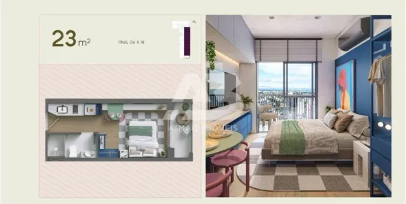 Kitnet com 1 Quarto à venda, 23m² no Centro, Curitiba