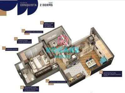 Apartamento com 2 Quartos à venda, 56m² no Vila Industrial, São José dos Campos