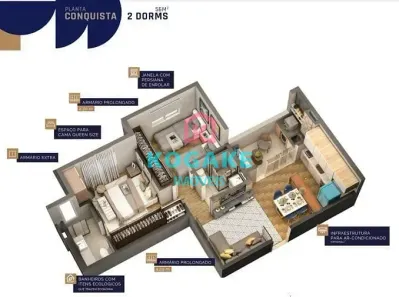 Apartamento com 2 Quartos à venda, 56m² no Vila Industrial, São José dos Campos