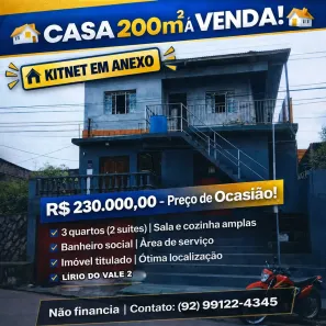 Casa com 3 Quartos à venda, 200m² no Lírio do Vale, Manaus