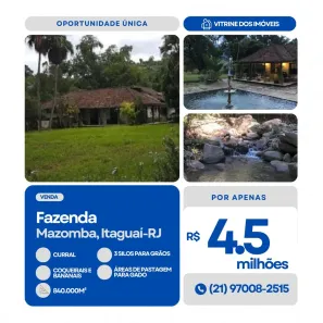 Fazenda/Sítio com 5 Quartos à venda, 400m² no Mazomba, Itaguaí