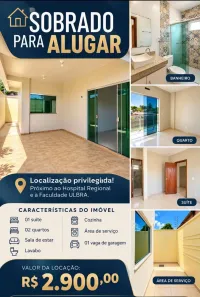 Sobrado com 3 Quartos para alugar, 100m² no Diamantino, Santarém
