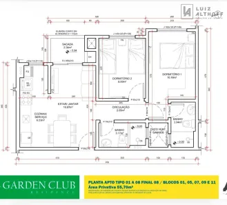 Apartamento com 2 Quartos à venda, 55m² no Pedra Branca, Palhoça