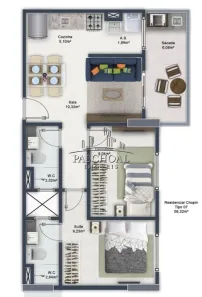 Apartamento com 2 Quartos para alugar, 57m² no Boqueirão, Praia Grande